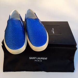 NWOT Yves Saint Laurent Bleu Slip Ons